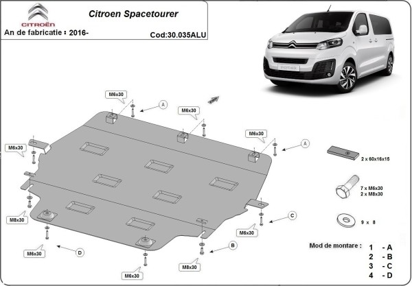 PARETO 30.035ALU – aluminiowa osłona silnika Citroen Spacetourer (2016–2026)