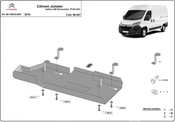 PARETO 98.027 – stalowa osłona zbiornika AdBlue Citroen Jumper 2016–2026