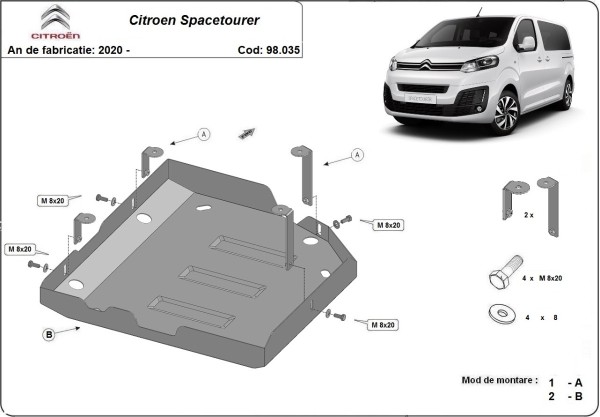 PARETO 98.035 – stalowa osłona zbiornika AdBlue Citroën Spacetourer 2020–2026