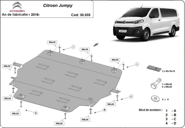 PARETO 30.035 – stalowa osłona silnika Citroen Jumpy (2016–2026)